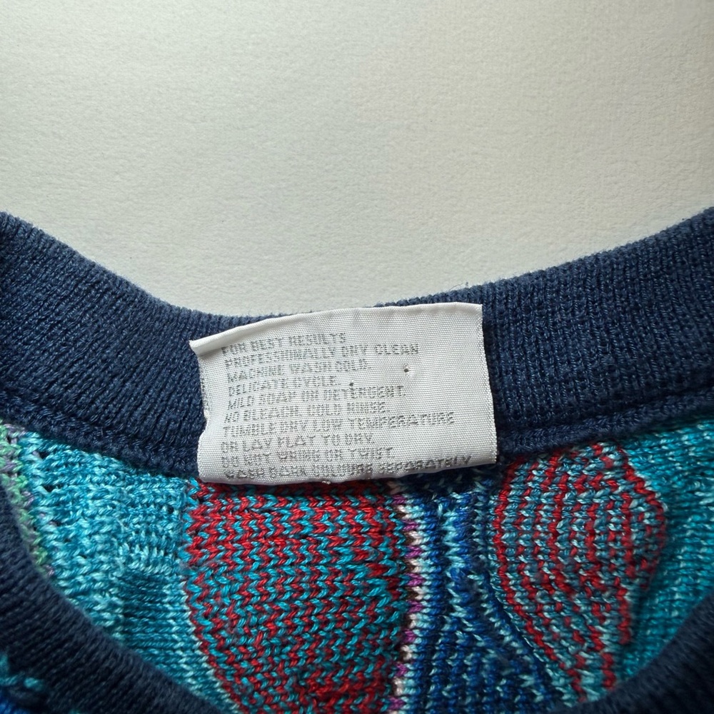 Vintage Coogi Women's Sweater Size M 3D Knit Blue Purple Alphabet Pattern Rare - Picture 12 of 13